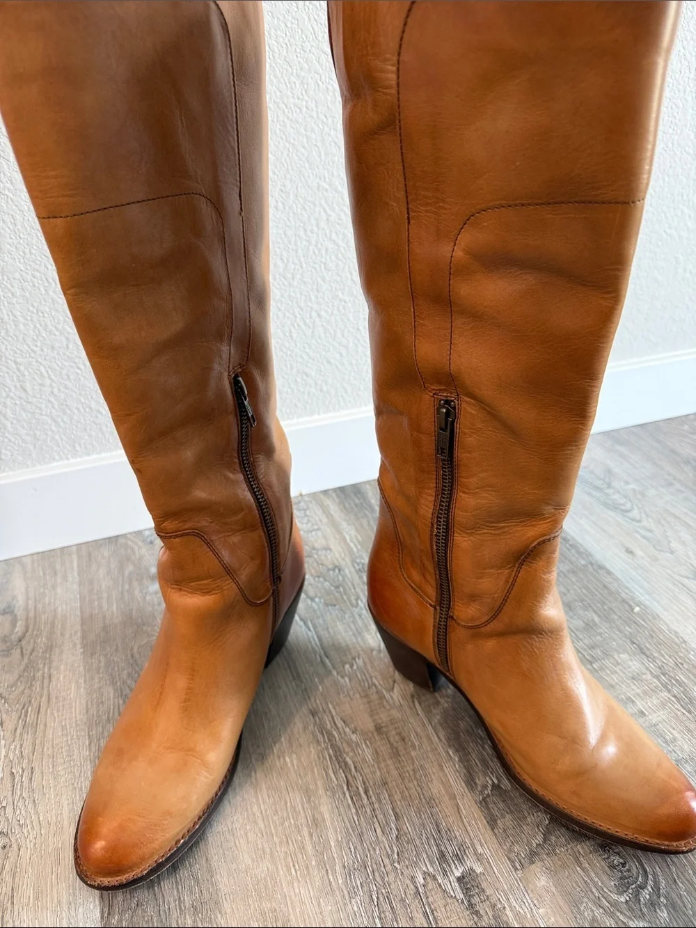 FRYE Jackie Tall Leather Riding Boots - Tan sz 7.5